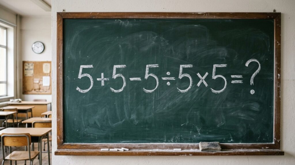 Só adultos que aprenderam essa regra na escola conseguem acertar quanto é 5 + 5 − 5 ÷ 5 × 5
