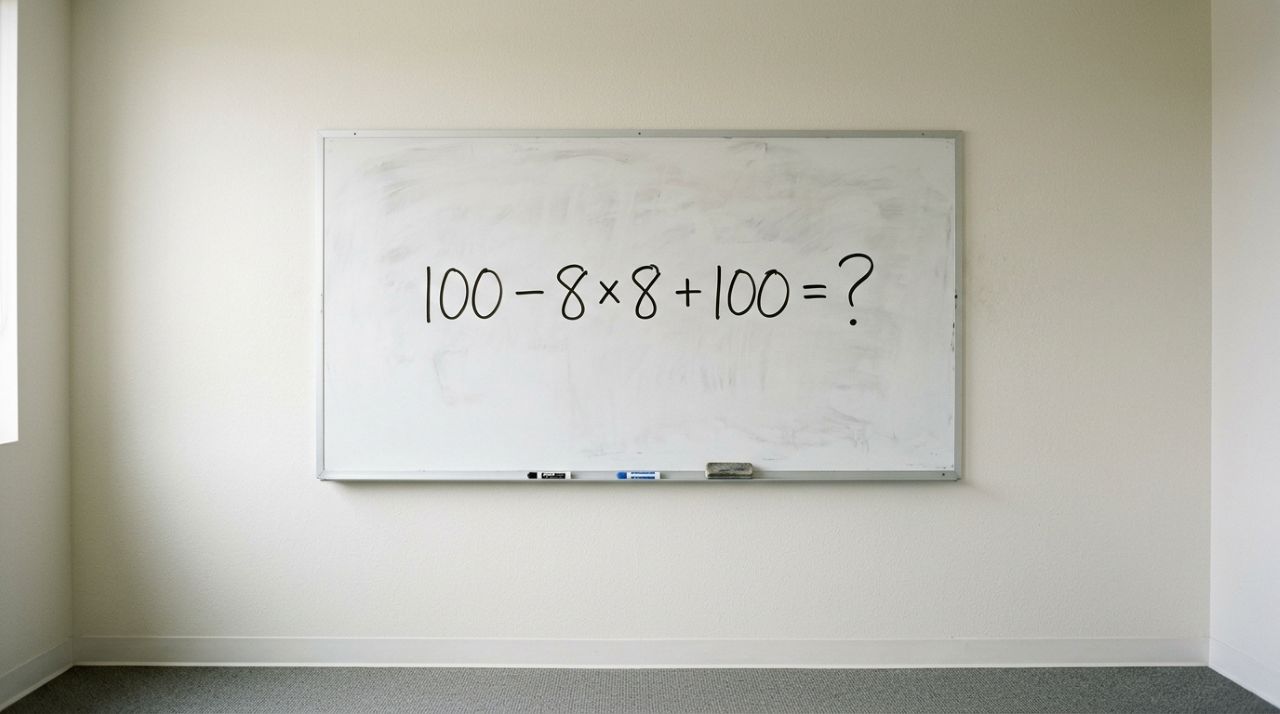 Você consegue resolver de cabeça esta conta que está confundindo muita gente 100 − 8 × 8 + 100