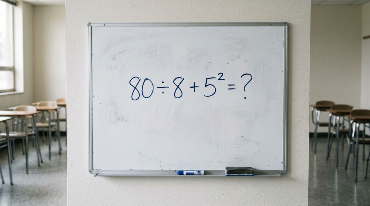Potência vem antes de quê? Teste sua memória com 80 ÷ 8 + 5²