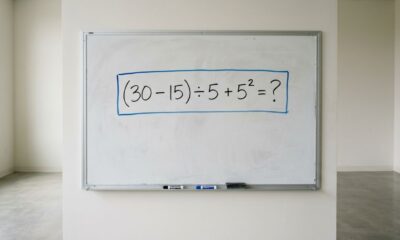 Desafio de matemática para testar sua atenção: (30 − 15) ÷ 5 + 5²