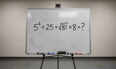 Teste sua memória escolar com esta expressão: 5² ÷ 25 + √81× 8