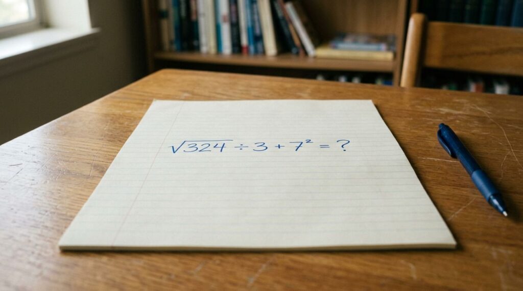 30 segundos para provar que você ainda lembra matemática: quanto é √324 ÷ 3 + 7²?