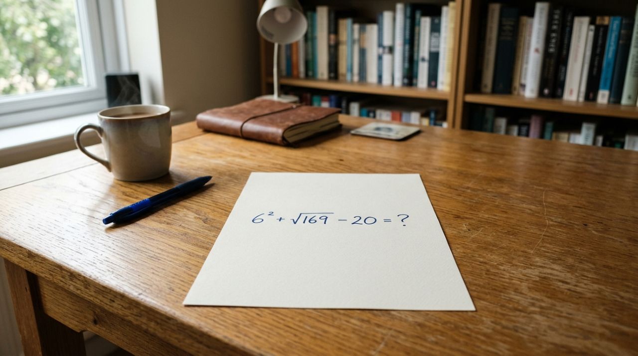 Poucos resolvem de primeira sem voltar à conta: quanto é 6² + √169 − 20?