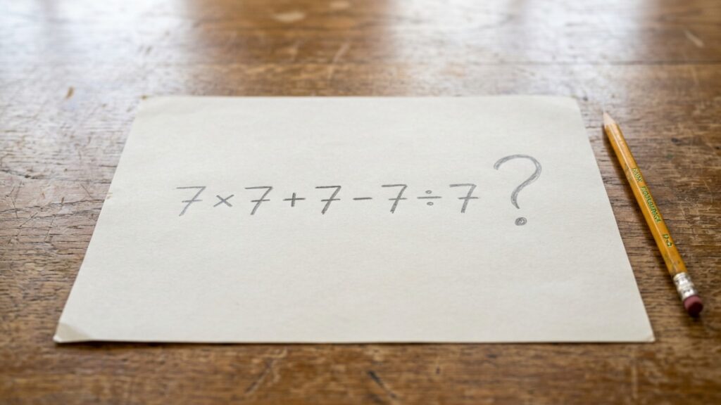 Só quem presta atenção consegue resolver 7 × 7 + 7 - 7 ÷ 7 corretamente na primeira tentativa