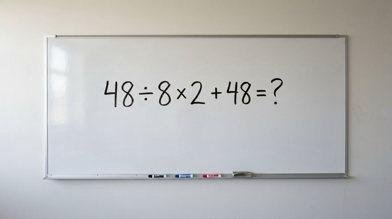 Esta conta de matemática está dividindo opiniões: 48 ÷ 8 × 2 + 48