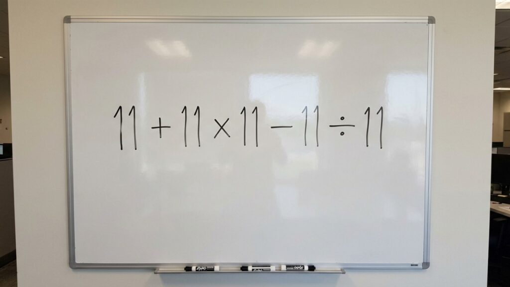 Esse desafio matemático parece simples até você tentar resolver: quanto é 11 + 11 × 11 - 11 ÷ 11?