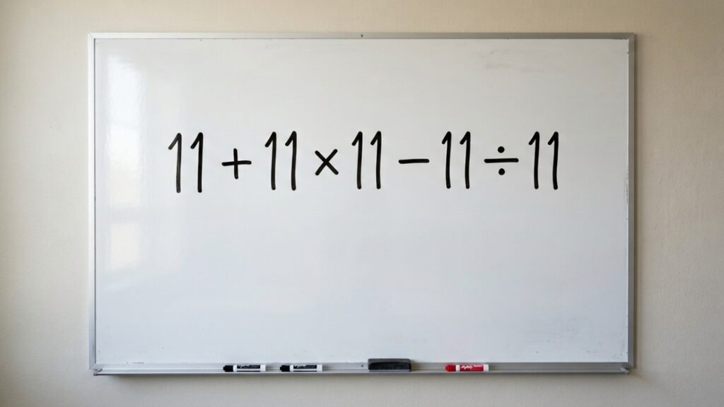 Esse desafio matemático parece simples até você tentar resolver: quanto é 11 + 11 × 11 - 11 ÷ 11?