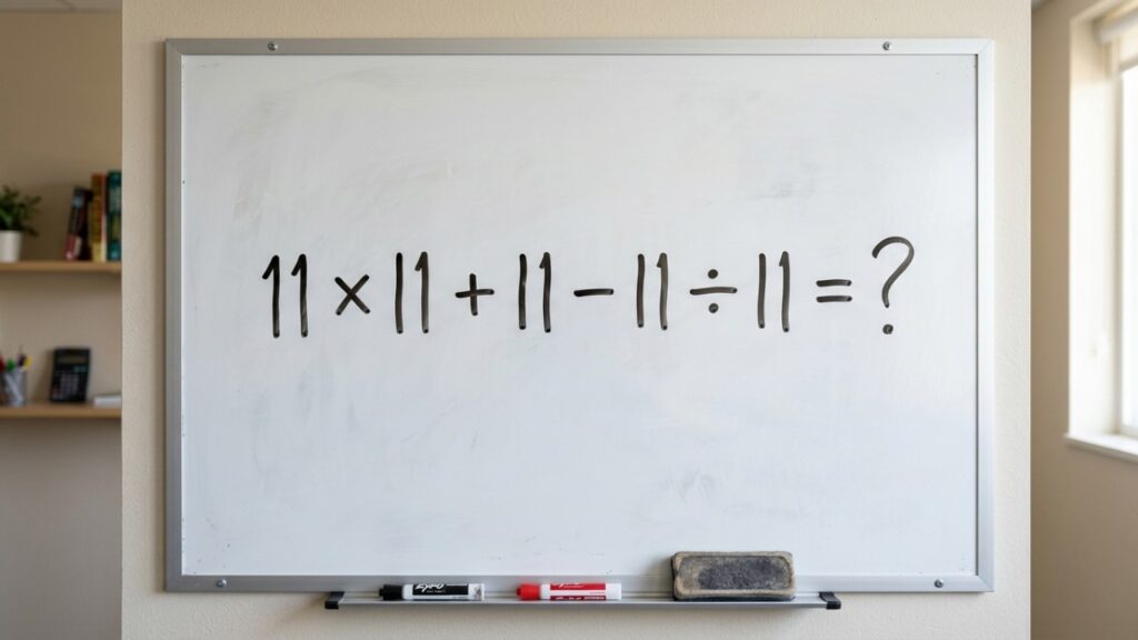 Um único número repetido deixa esta conta mais traiçoeira do que parece: 11 × 11 + 11 - 11 ÷ 11