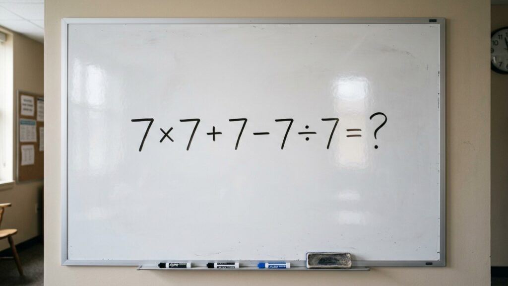 Quem estudou matemática nos anos 80 e 90 deveria lembrar desta regra: quanto é 7 × 7 + 7 − 7 ÷ 7?