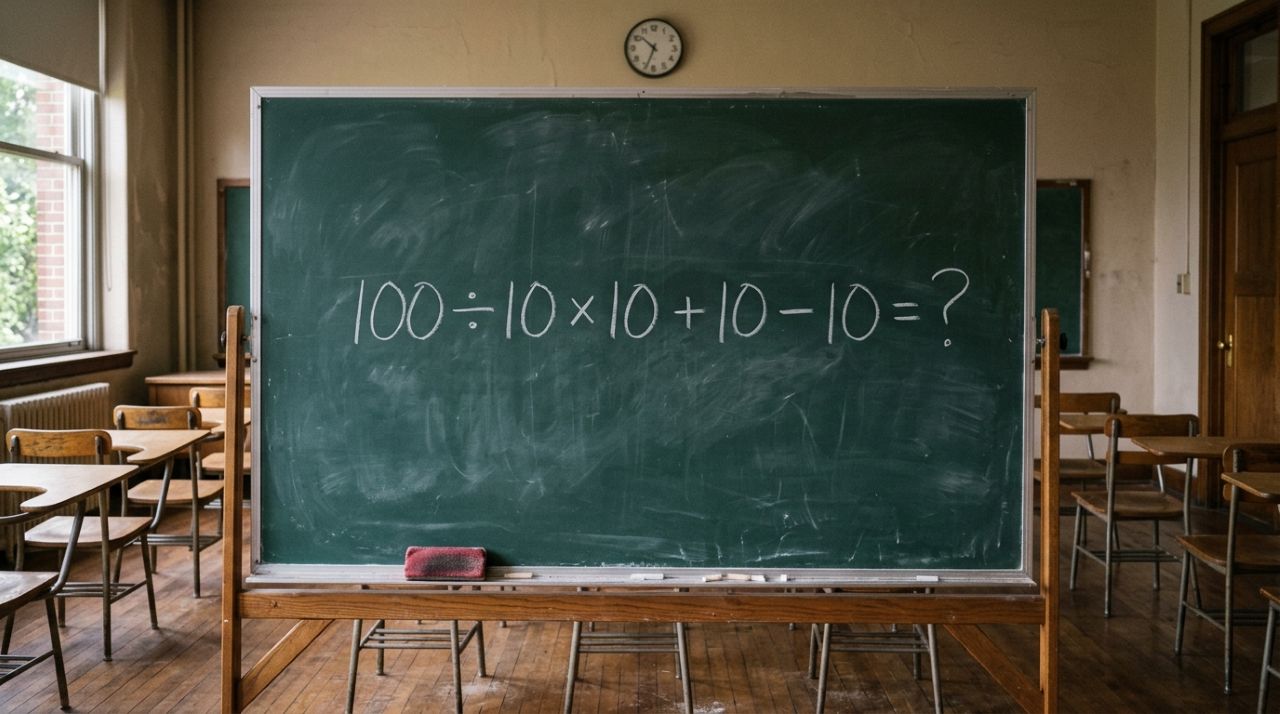 99% erram o resultado de 100 ÷10 × 10 + 10 – 10 quando fazem a conta com pressa