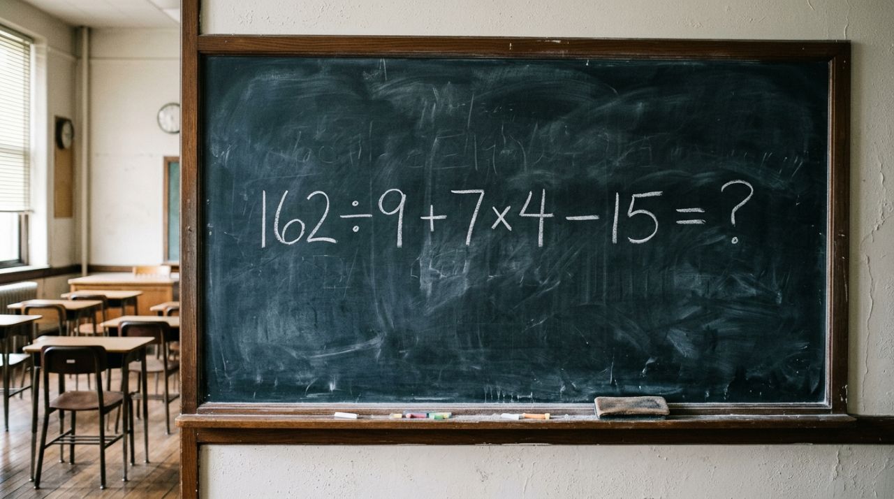 Desafio para quem não esqueceu a matemática básica: 162 ÷ 9 + 7 × 4 − 15