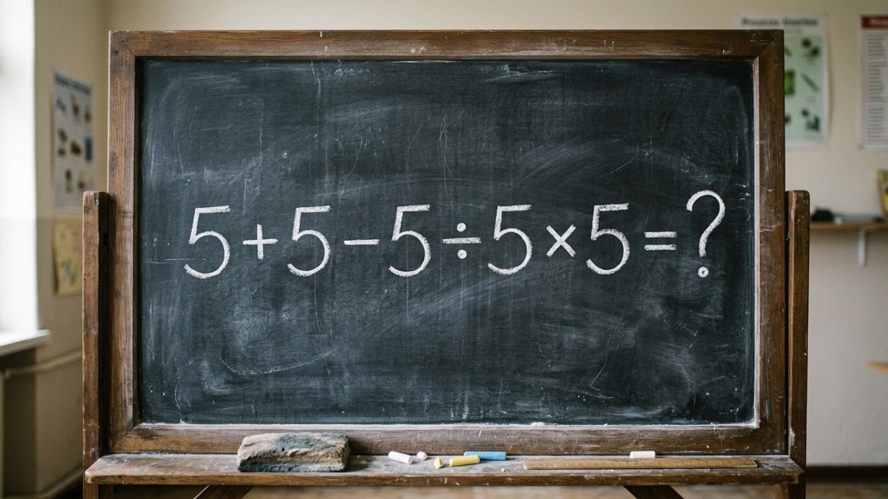 Só adultos que aprenderam essa regra na escola conseguem acertar quanto é 5 + 5 − 5 ÷ 5 × 5