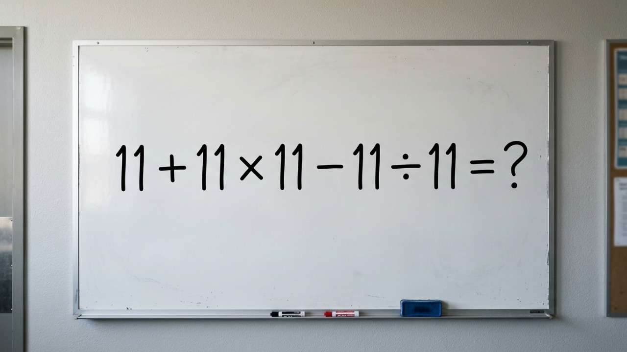 Esse desafio matemático parece simples até você tentar resolver: quanto é 11 + 11 × 11 - 11 ÷ 11?