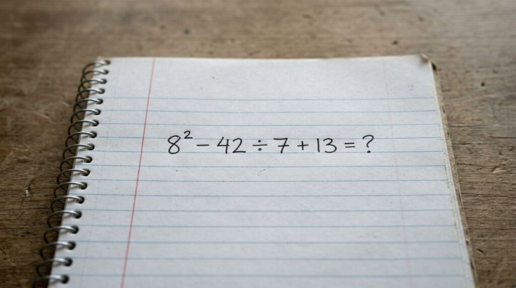 Poucos segundos bastam para saber se você ainda lembra desta regra: 8² − 42 ÷ 7 + 13