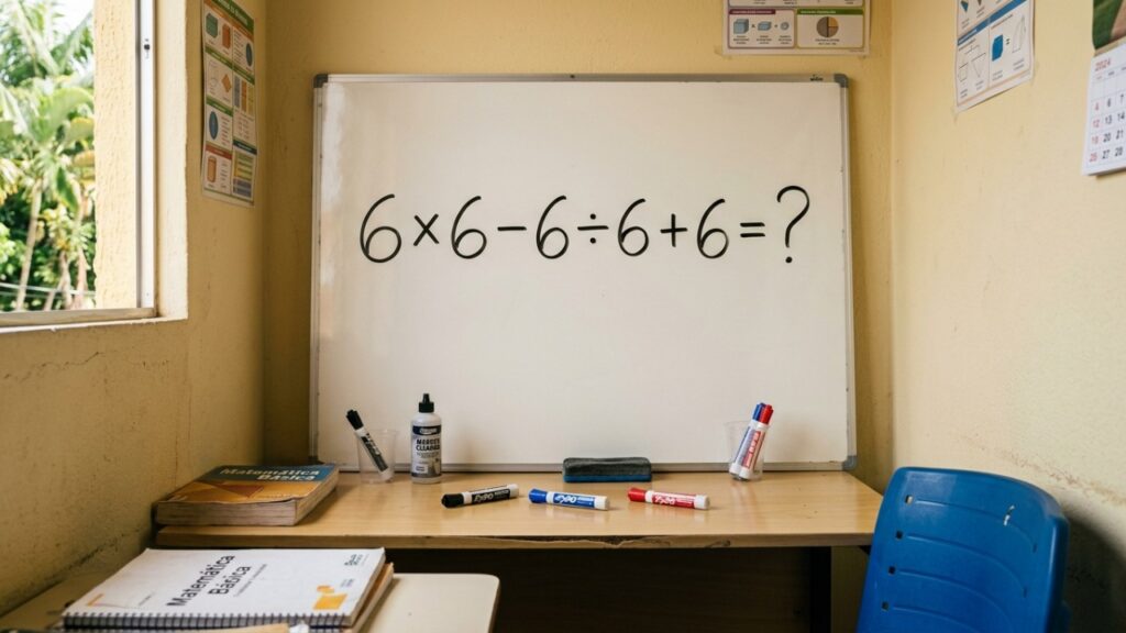 Parece fácil porque só tem o número 6, mas quanto é 6 × 6 - 6 ÷ 6 + 6?