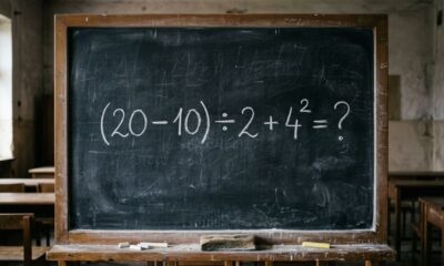 Desafio de matemática para testar sua atenção: (20 − 10) ÷ 2 + 4²