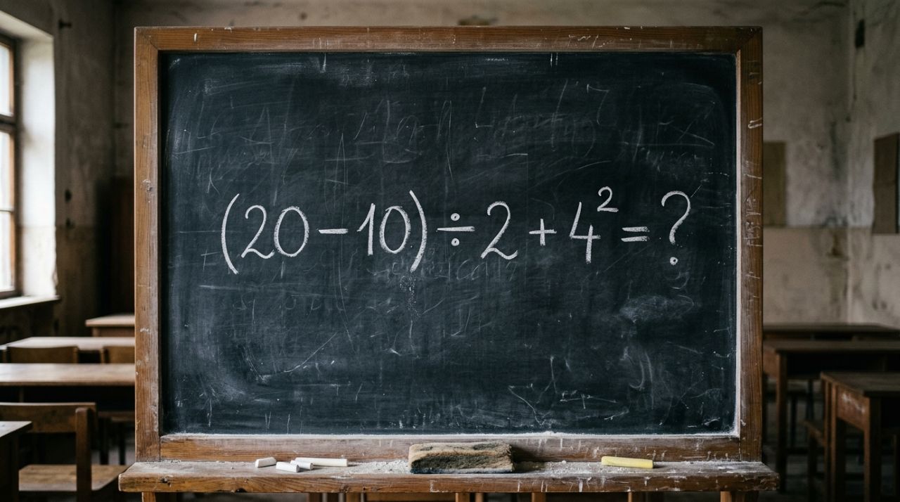 Desafio de matemática para testar sua atenção: (20 − 10) ÷ 2 + 4²