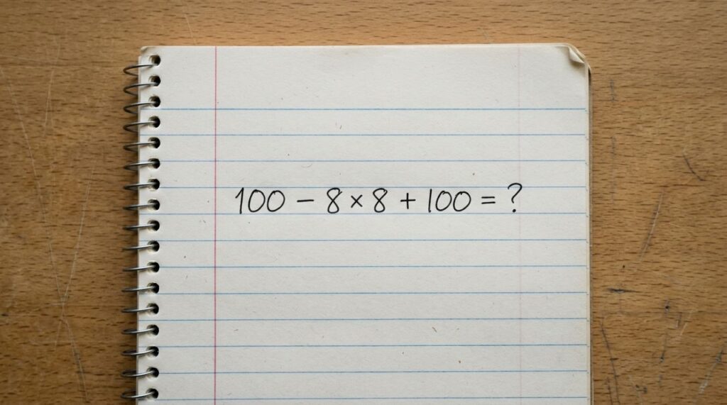 Você consegue resolver de cabeça esta conta que está confundindo muita gente 100 − 8 × 8 + 100