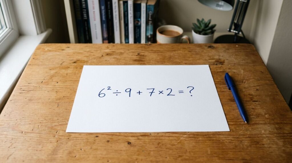 Você consegue resolver 6² ÷ 9 + 7 × 2 sem usar calculadora?