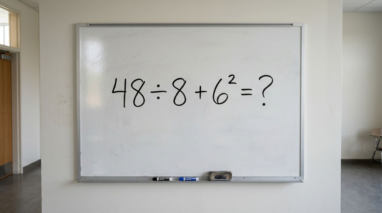 Parece uma conta de criança, mas estes três números exigem atenção às regras antes de chegar à resposta 48 ÷ 8 + 6²