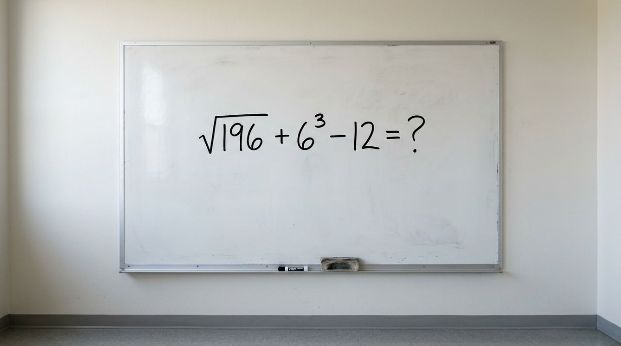 Parece simples até chegar na raiz quadrada: quanto dá √196 + 6³ − 12?