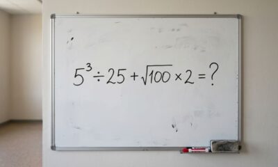 Teste sua memória escolar com esta expressão: 5³ ÷ 25 + √100 × 2