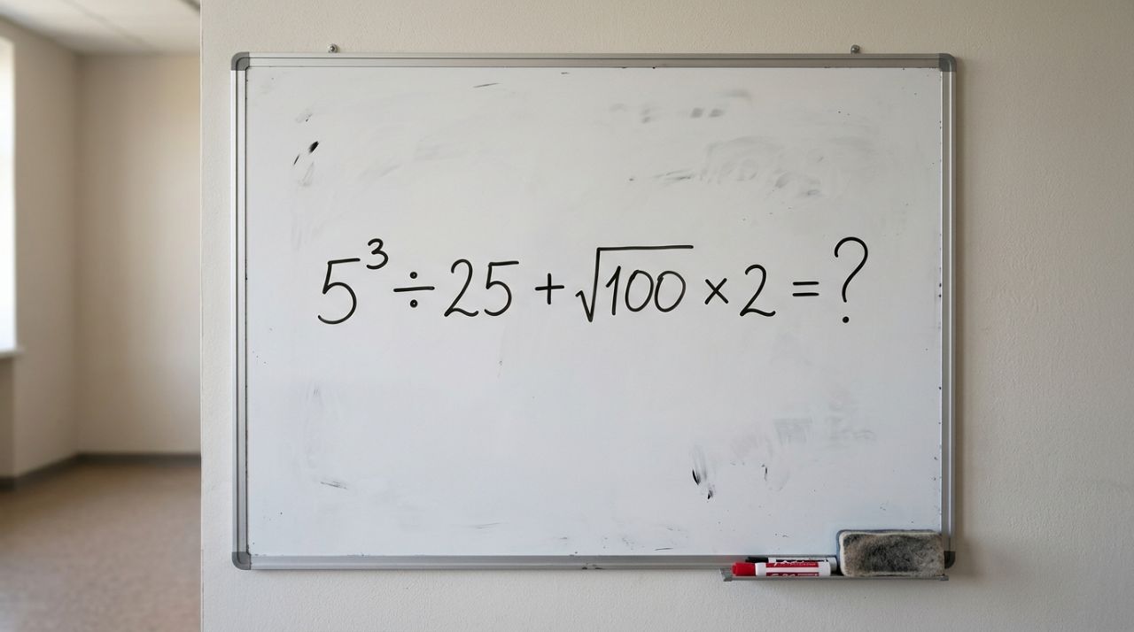Teste sua memória escolar com esta expressão: 5³ ÷ 25 + √100 × 2