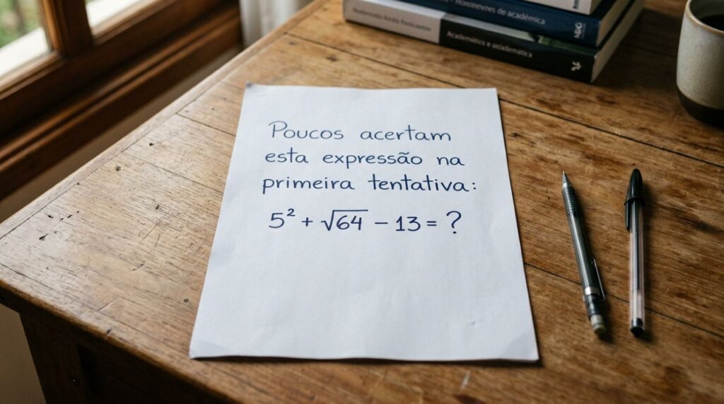 Poucos acertam esta expressão na primeira tentativa: 5² + √64 − 13