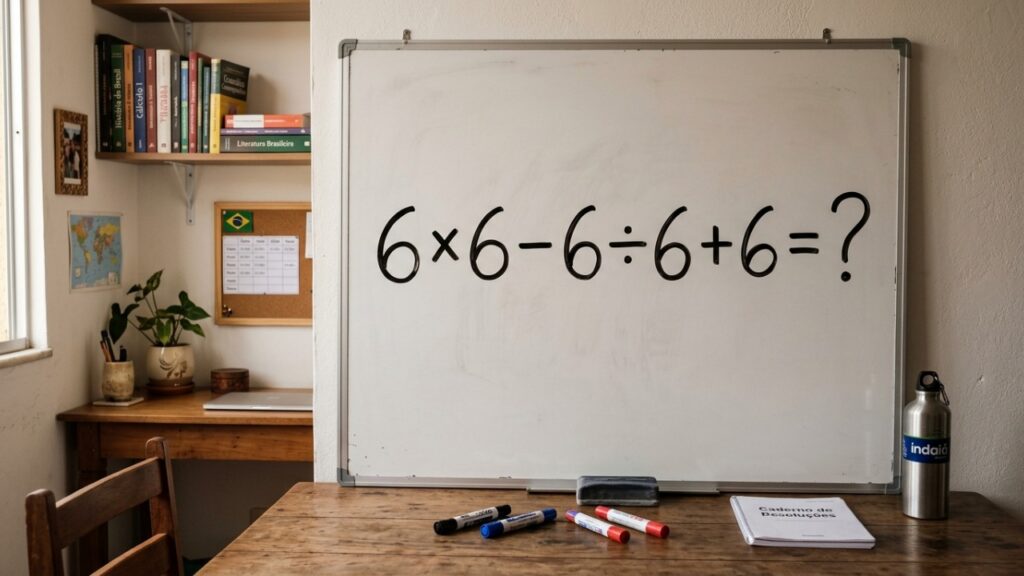 Parece fácil porque só tem o número 6, mas quanto é 6 × 6 - 6 ÷ 6 + 6?