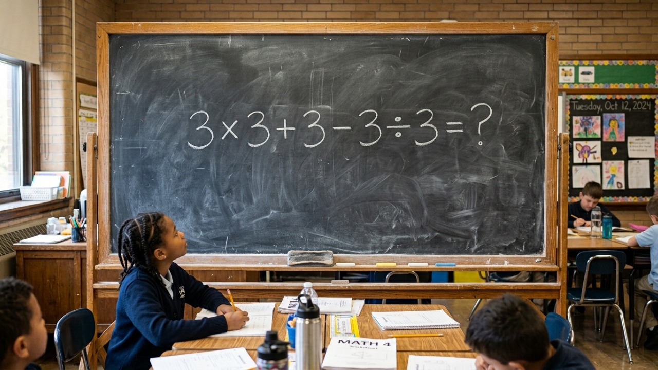 Só quem domina matemática básica resolve 3 × 3 + 3 - 3 ÷ 3 sem calculadora