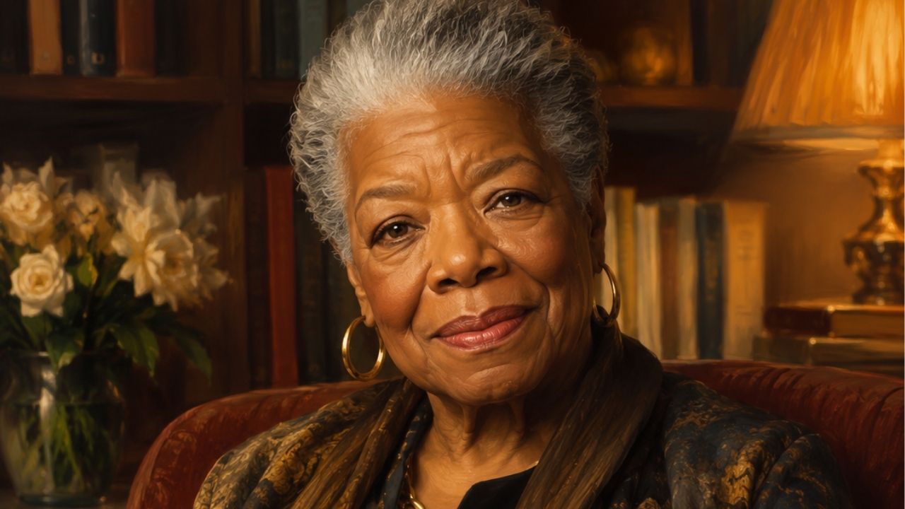 Frase de Maya Angelou sobre resiliência: "Você pode encontrar muitas derrotas, mas não deve ser derrotado." Uma mensagem sobre força interior