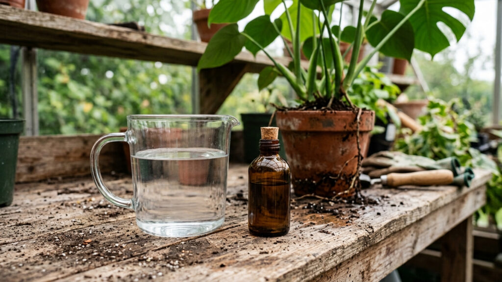 Misturar água oxigenada de volume 10 na água da rega: a solução caseira que elimina fungos, limpa a terra de vasos e oxigena as raízes