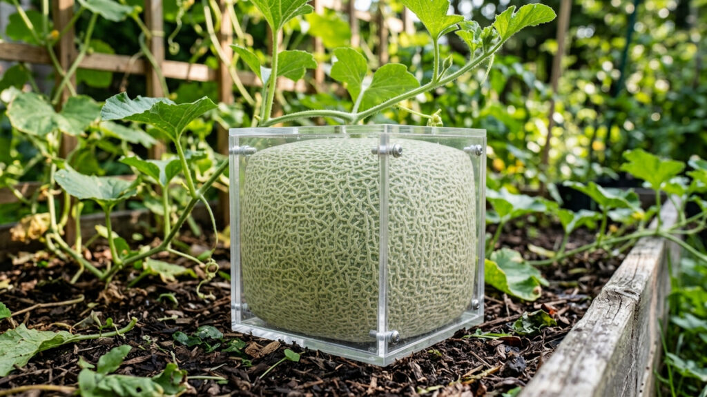Como produzir melão quadrado em casa: o passo a passo com fôrmas acrílicas para moldar o crescimento da fruta e surpreender as visitas