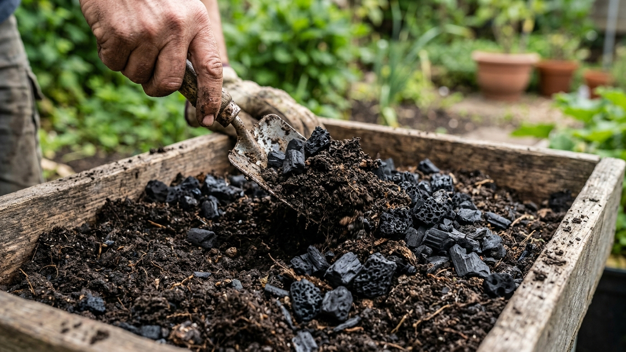 Mistura de carvão biochar ativado com adubo orgânico: para que serve o composto poroso que cria ilhas permanentes de nutrientes na terra do vaso