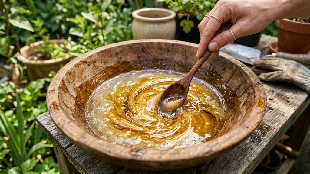 Mistura de sabão neutro com óleo de neem caseiro: para que serve a solução de blindagem vegetal que repele e elimina lagartas devoradoras na horta