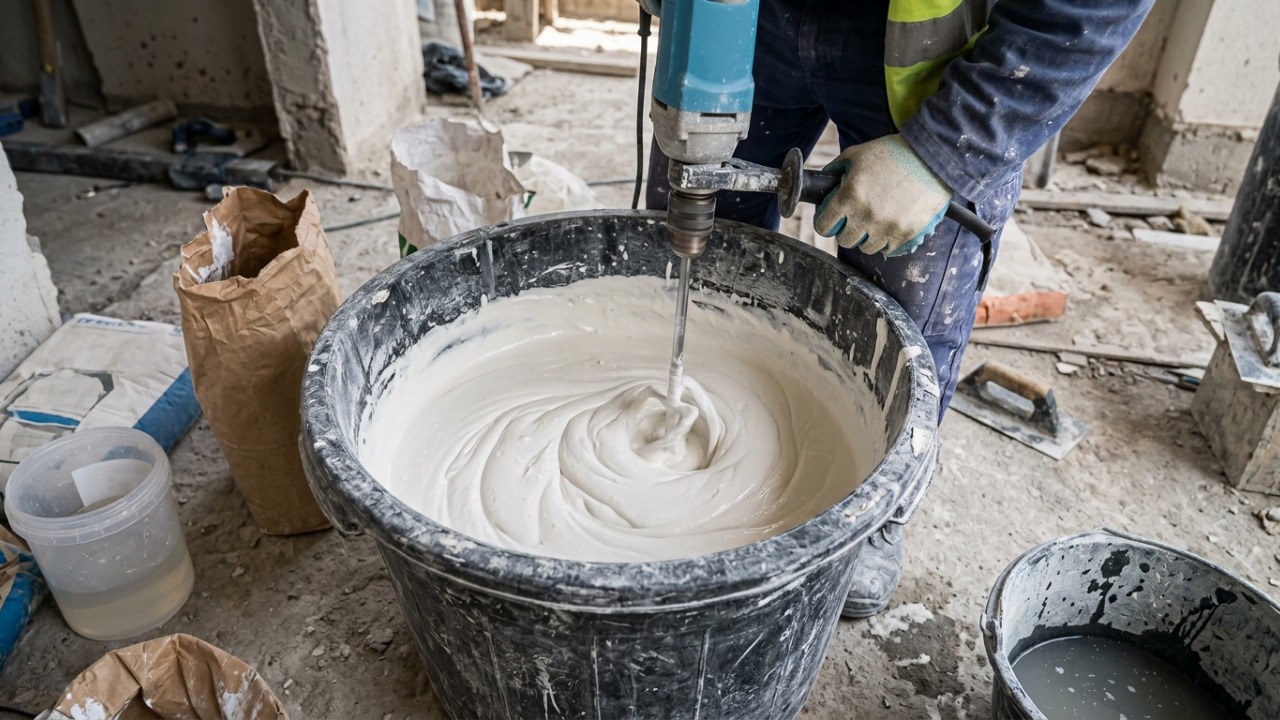 Pedreiros ensinam mistura com 10 kg de argamassa, 5 kg de cimento branco e 2 litros de selador para reparar pequenas goteiras e rachaduras no telhado