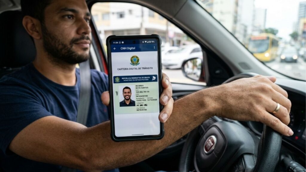 Motorista apresenta print da CNH digital em blitz, agente recusa e lei garante validade apenas no aplicativo oficial