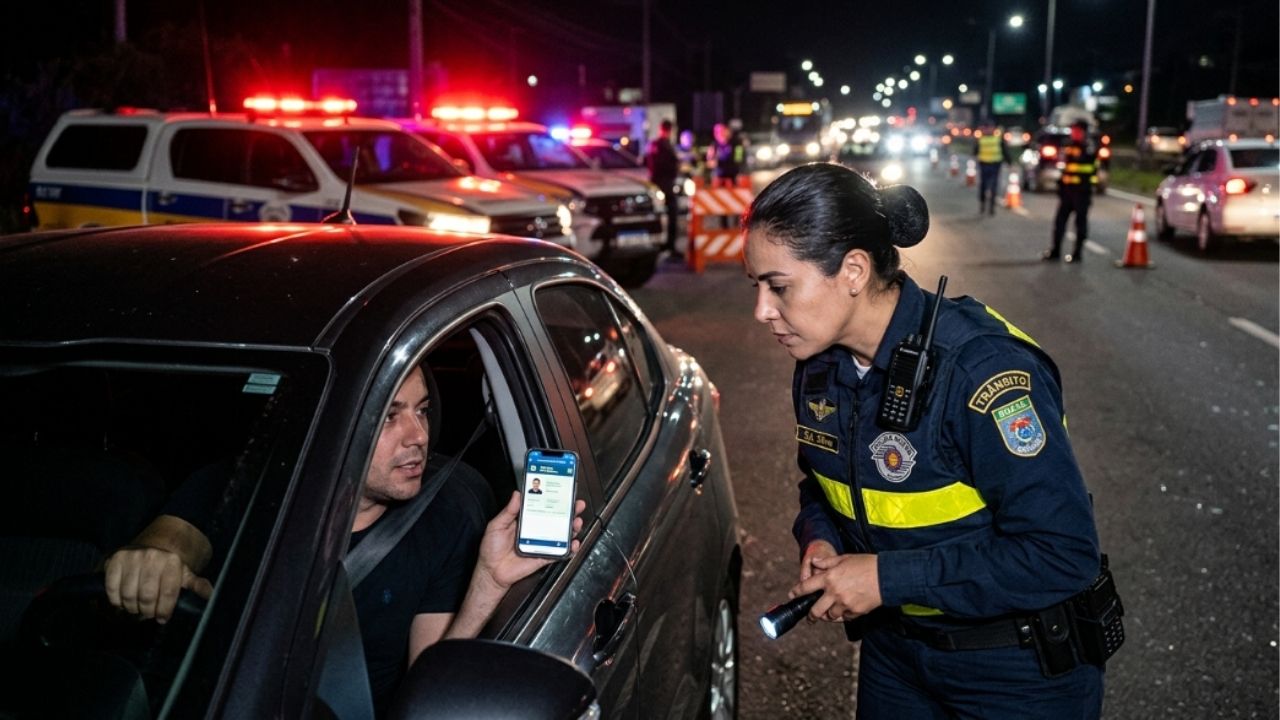 Motorista apresenta print da CNH digital em blitz, agente recusa e lei garante validade apenas no aplicativo oficial