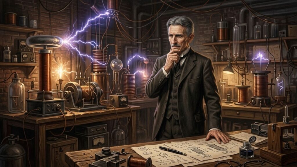 Nikola Tesla e a Engenharia Eletromagnética, em reflexão sobre os mistérios: "Mas o instinto é algo que transcende o conhecimento. Temos, sem dúvida, certas fibras mais sutis que nos permitem perceber verdades quando a dedução lógica, ou qualquer outro esforço voluntário do cérebro, é inútil."