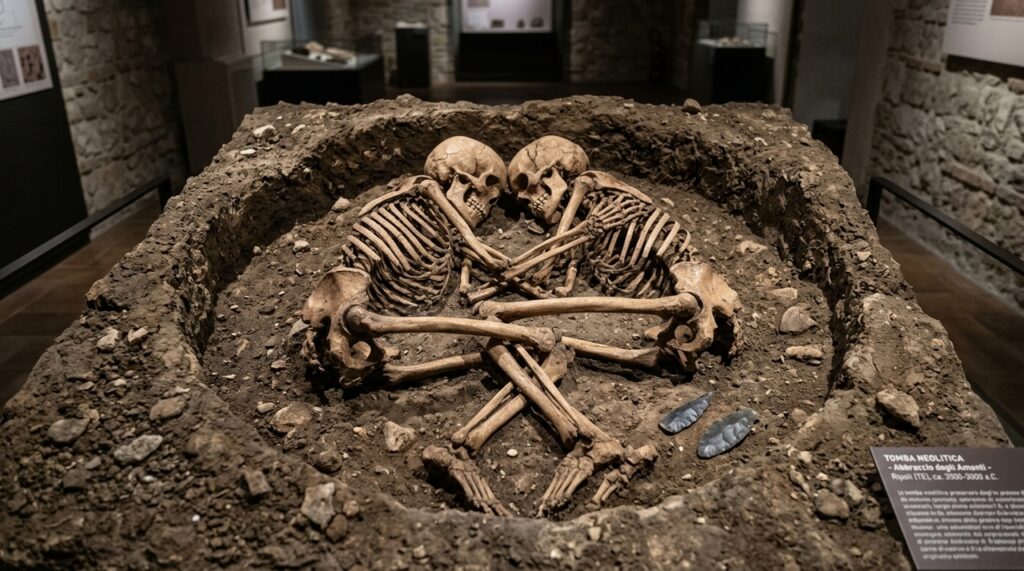 Os Amantes de Valdaro são dois esqueletos sepultados em abraço há cerca de 5.500 anos. O achado na Itália revela detalhes raros sobre os rituais neolíticos