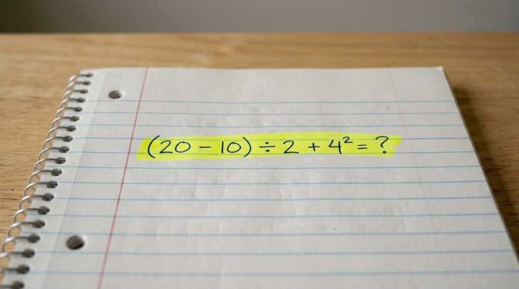 Desafio de matemática para testar sua atenção: (20 − 10) ÷ 2 + 4²