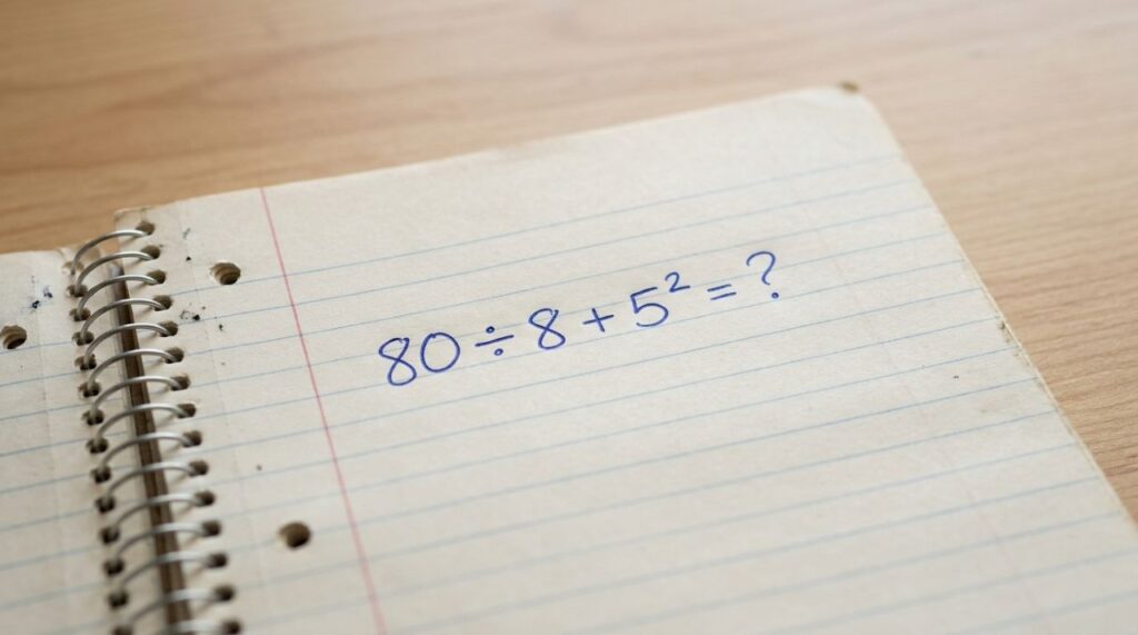 Potência vem antes de quê? Teste sua memória com 80 ÷ 8 + 5²