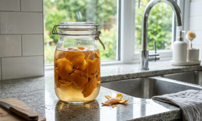Limpar a cuba da pia com cascas de laranja curtidas em vinagre: o desengordurante natural potente que elimina odores de esgoto e devolve o brilho