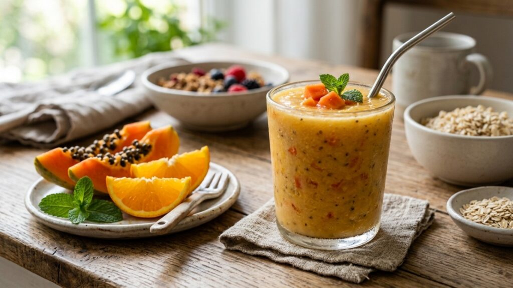 Mamão e laranja no liquidificador: para que serve a combinação e por que tanta gente toma no café da manhã