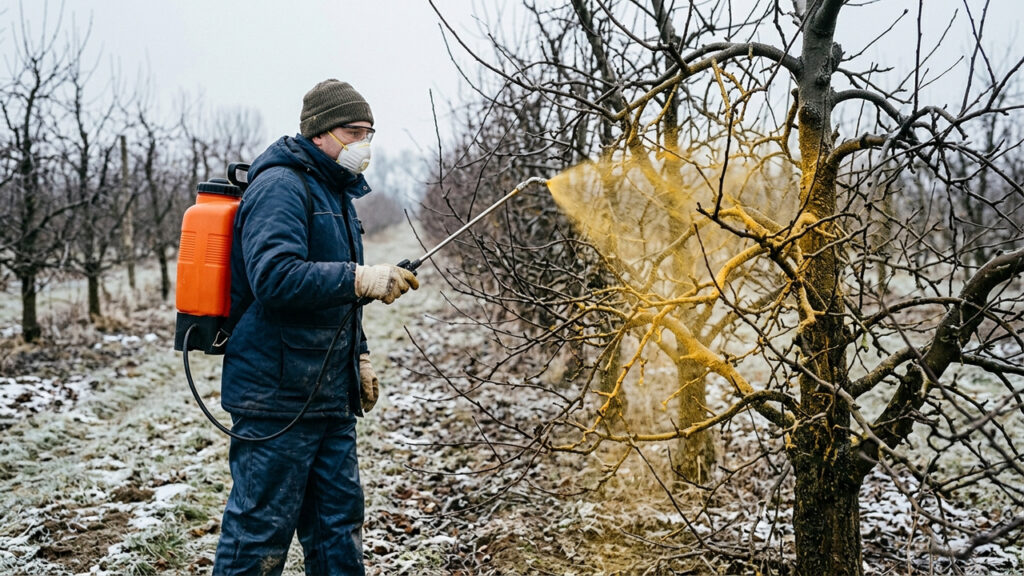 Calda sulfocálcica de enxofre com cal hidratada: para que serve o tratamento de inverno definitivo que elimina ácaros e esporos em árvores