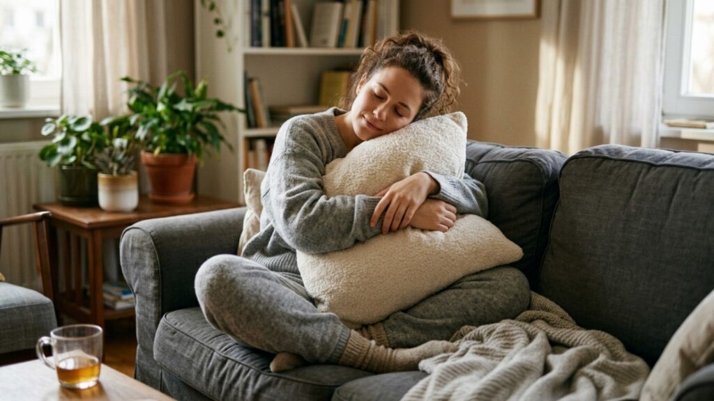 A psicologia sugere que abraçar uma almofada enquanto está sentado pode não ser apenas conforto, mas uma maneira simples de criar uma sensação física de segurança