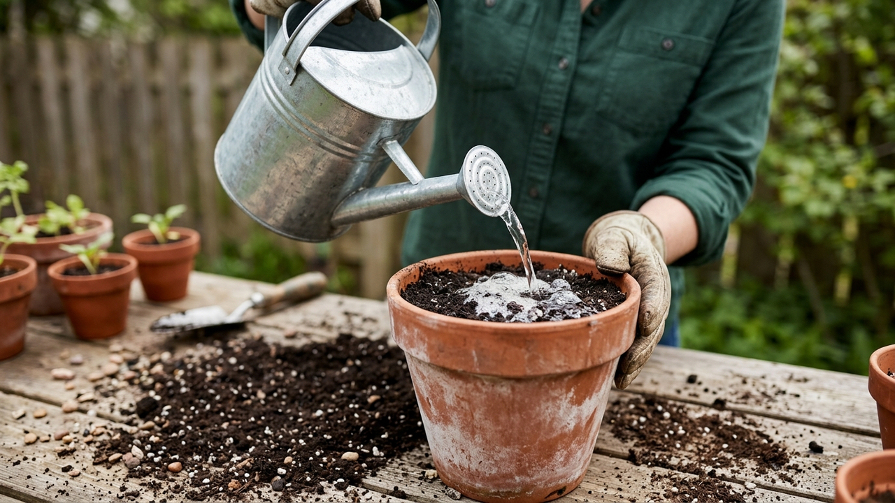 Misturar água oxigenada de volume 10 na água da rega: a solução caseira que elimina fungos, limpa a terra de vasos e oxigena as raízes