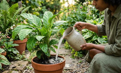 Regar plantas com água de cozimento da mandioca fria e sem sal: o truque rico em amido e minerais que estimula o surgimento rápido de brotos novos