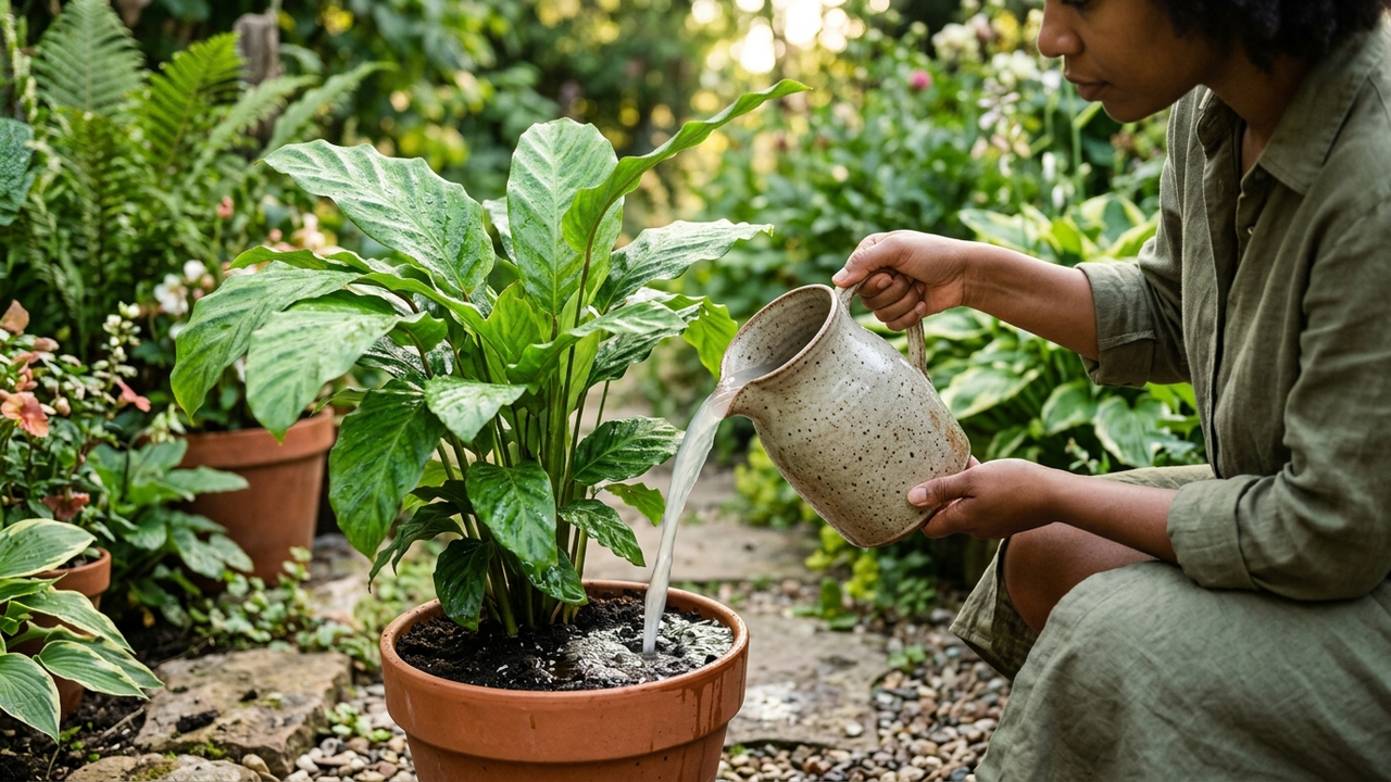 Regar plantas com água de cozimento da mandioca fria e sem sal: o truque rico em amido e minerais que estimula o surgimento rápido de brotos novos