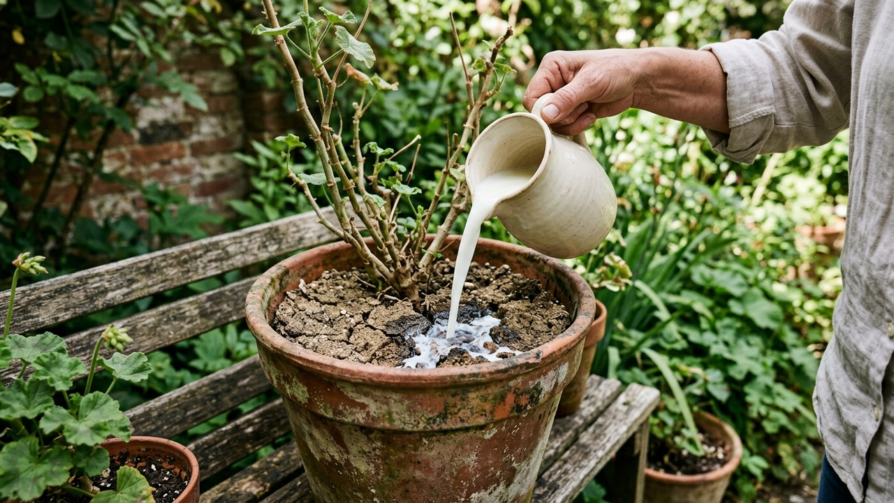 Soro de iogurte natural diluído na água da rega: o adubo probiótico caseiro que recupera a terra dura e compactada de vasos antigos